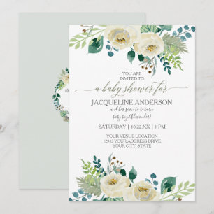 Invitation Baby shower neutre selon le sexe Aquarelle Verdure