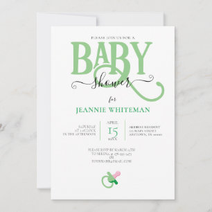 INVITATION BABY SHOWER NEUTRE VERT SEXE AVEC PACIFIQUE