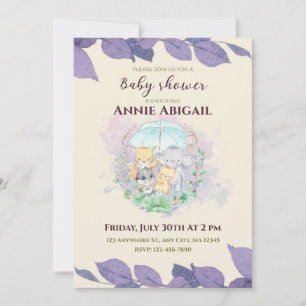 Invitation Baby shower neutre violet entre les sexes