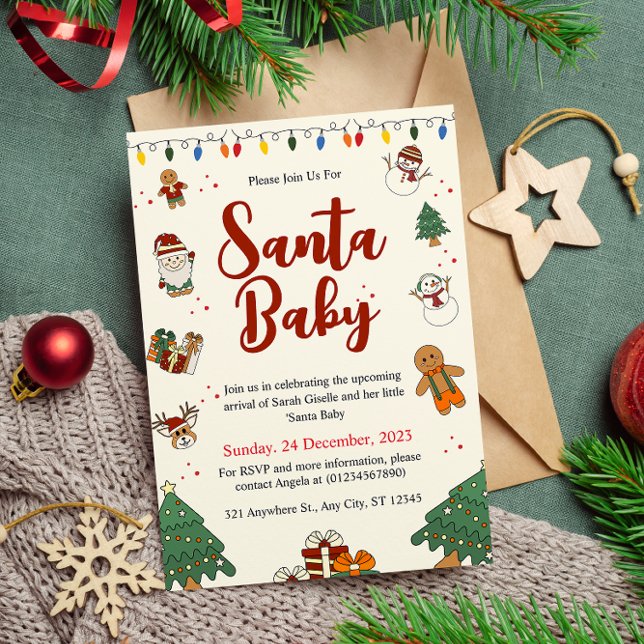 Invitation Baby Shower Noël mignonne (Créateur téléchargé)