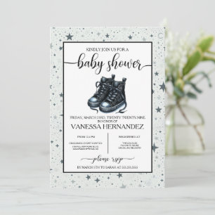 Invitation Baby shower noir bébé haut-dessus