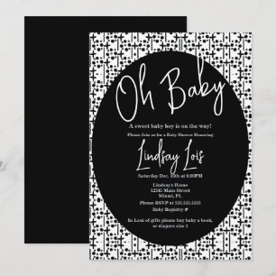 Invitation Baby shower noir blanc africain moderne