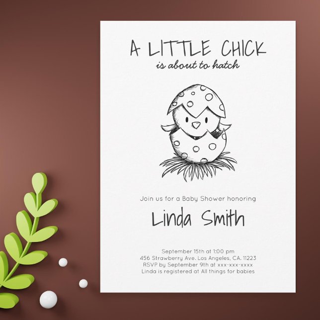 Invitation Baby shower noir blanc pour oiseaux neutres (Black White Gender Neutral Bird Baby Shower Invitation )