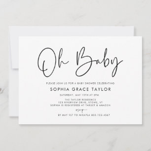 Invitation Baby shower noir et blanc Boho genre neutre
