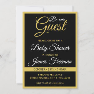 Invitation Baby shower noir et or unique