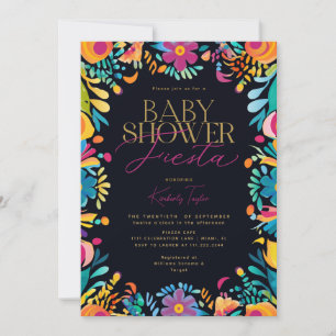 Invitation Baby shower noir Fiesta mexicaine
