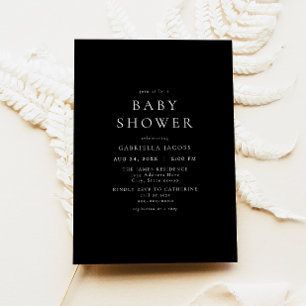 Invitation Baby shower noir minimaliste élégant classique
