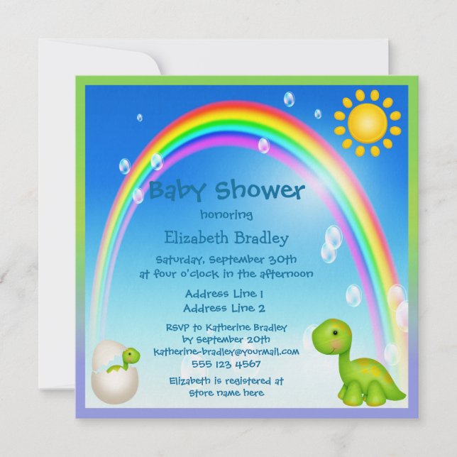 Invitation Baby shower nouvellement haché d'arc-en-ciel de (Devant)
