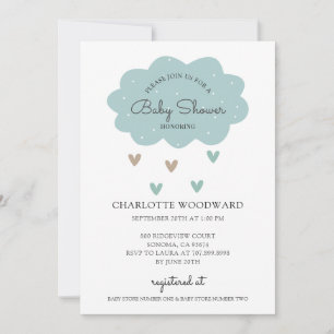 Invitation Baby shower nuage bleu pluvieuse