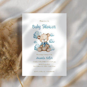 Invitation Baby shower nuage d'ours pour bébé