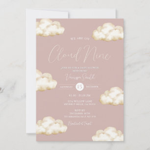 Invitation Baby Shower Nuage Rose Pâle