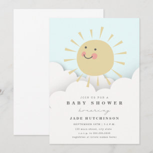 Invitation Baby shower nuages soleil