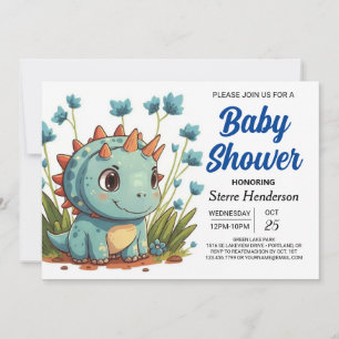 Invitation Baby shower numérique Boho Enchanted Dinosaur Boy