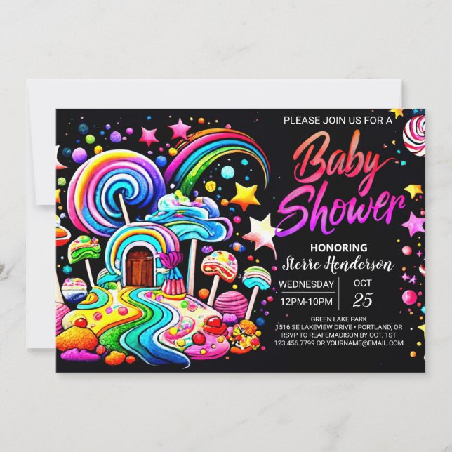 Invitation Baby shower numérique Candyland (Devant)