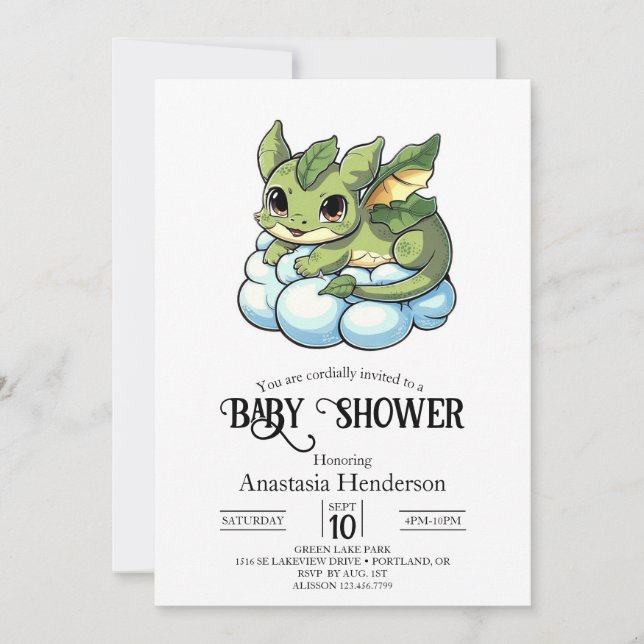 Invitation Baby shower numérique miniature unique (Devant)