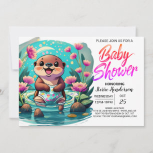 Invitation Baby shower numérique Whimsical Otter