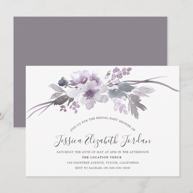 Invitation Baby shower nuptial gris d'hiver (Devant / Derrière)