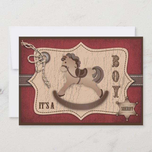 Invitation Baby shower occidental de cheval de basculage de (Devant)