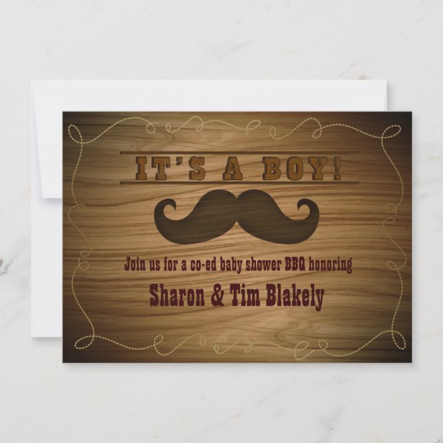 Invitation Baby shower occidental de la Moustache C'est une i (Devant)