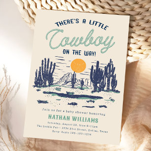 Invitation Baby shower occidental du désert vintage