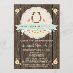 INVITATION BABY SHOWER OCCIDENTAL EN FER À CHEVAL EN BON ÉTAT