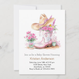 Invitation Baby shower occidental Fleur sauvage