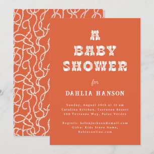 Invitation Baby shower Occidental minimal Persimmon Orange