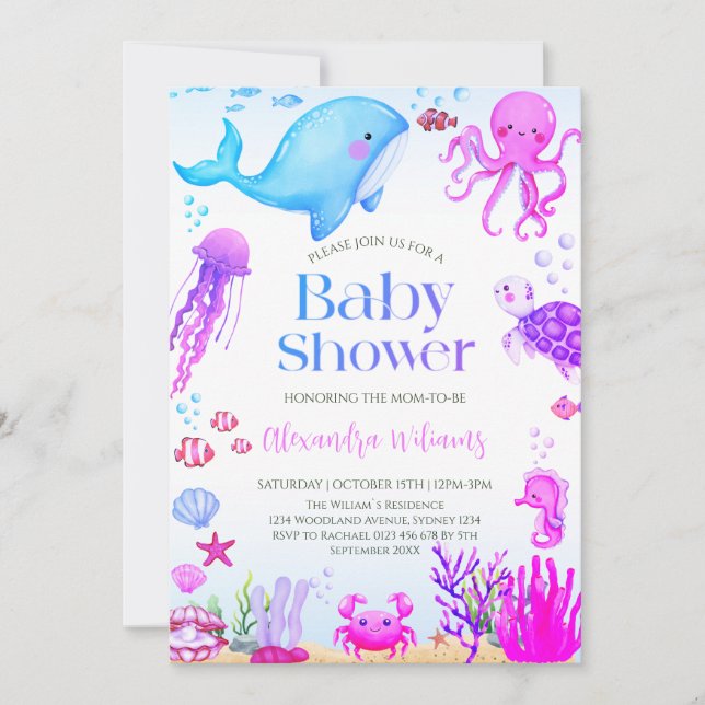 Invitation Baby shower Ocean Girl (Devant)