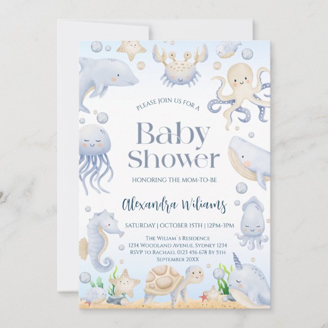 Invitation Baby shower océanique (Devant)