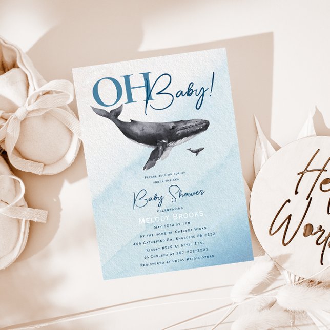 Invitation Baby shower océanique Rustique moderne Oh Bébé! (Créateur téléchargé)
