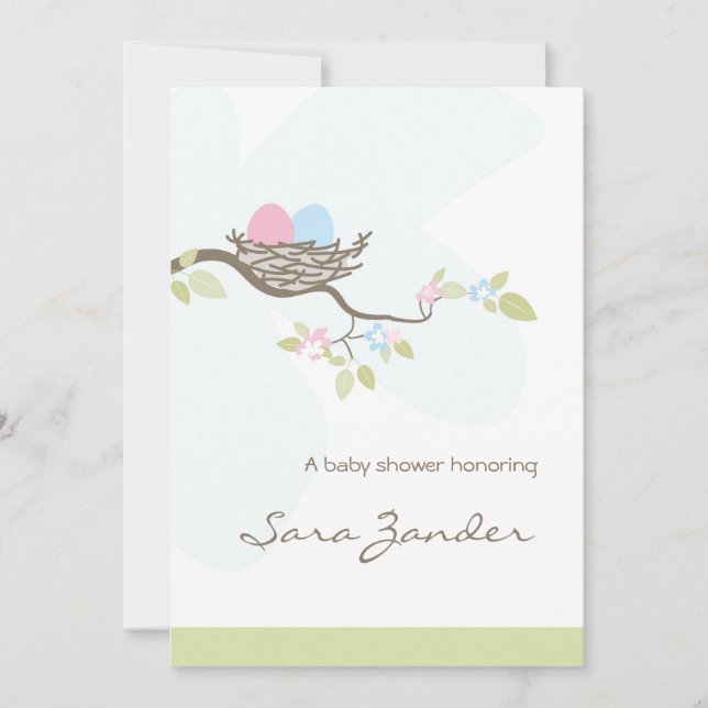 Invitation Baby shower - Oeufs jumeaux roses et bl (Devant)