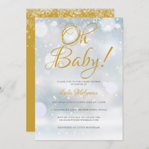 Invitation Baby shower Oh Baby First Snowflakes