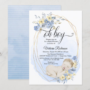 Invitation Baby shower Oh Boy Gold