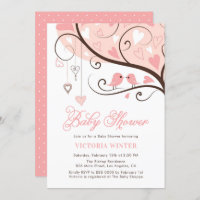 Baby shower Oiseaux roses et cordes
