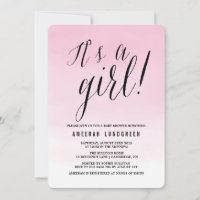 Invitation Baby shower Ombre Pink Watercolor