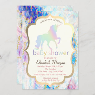 Invitation Baby shower Opal Holographic Unicorn