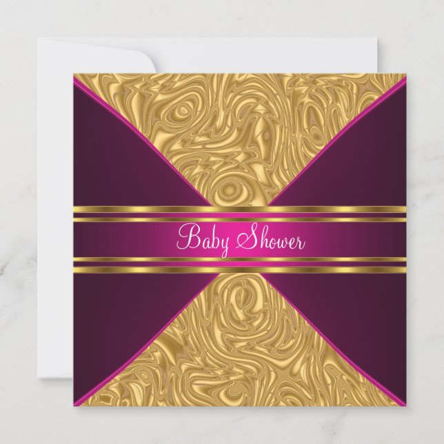 Invitation Baby shower or et rose (Devant)
