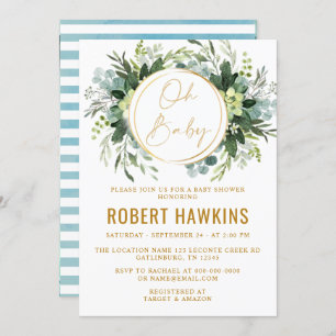 Invitation Baby shower Or Eucalyptus