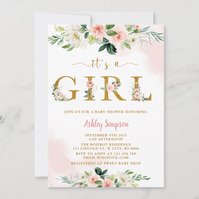 Invitation Baby shower or flou (Devant)