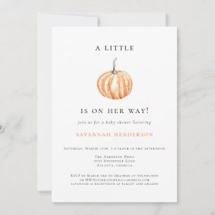 Invitation Baby shower orange Citrouille aquarelle