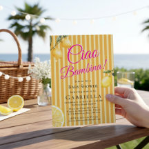 Invitation Baby Shower Orange Citrus Ciao Bambina