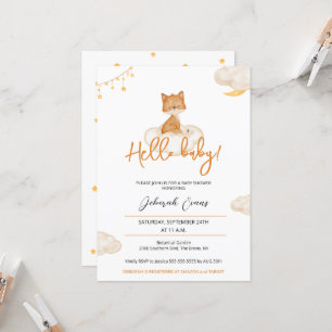 Invitation Baby shower Orange Cute Fox
