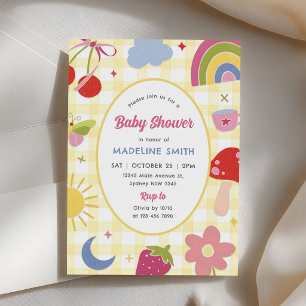Invitation Baby-Shower Original Dessin Animé Rétro