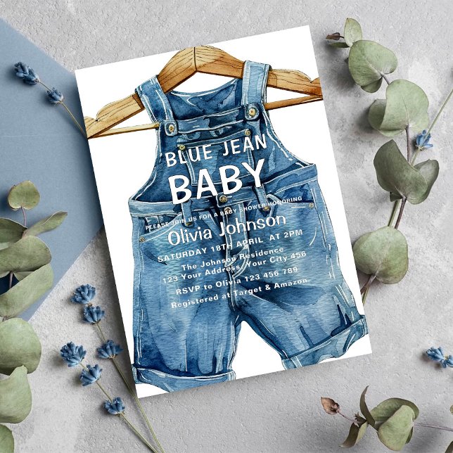 Invitation Baby shower Ouest Blue Jean Boy (Créateur téléchargé)