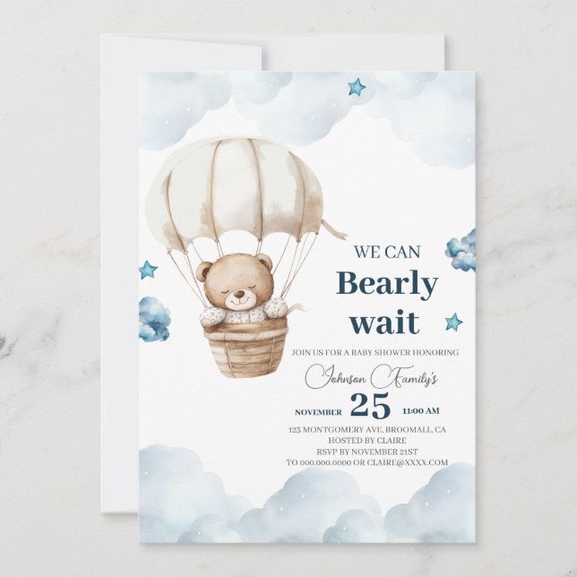 Invitation Baby shower Ours Brown (Devant)
