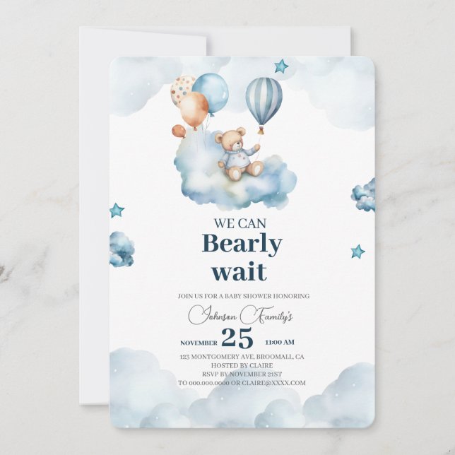 Invitation Baby shower Ours Brown (Devant)