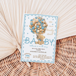 Invitation Baby shower ours d'azur en ballon