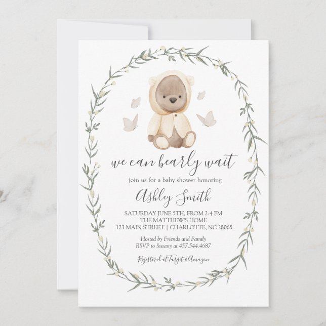 Invitation Baby shower Ours de Bohême (Devant)