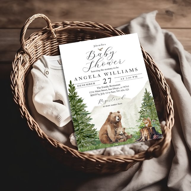 Invitation Baby shower Ours de la forêt de Woodland (Créateur téléchargé)