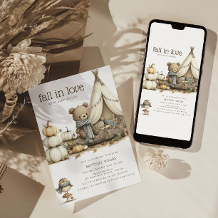 Invitation Baby Shower Ours en forêt Tombez amoureux